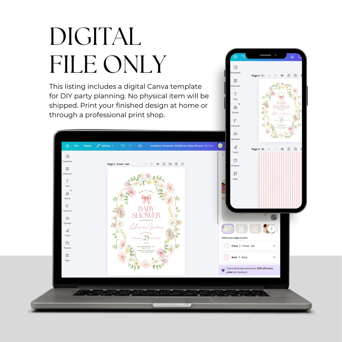 Wildflower Download & Print Invitation Suite